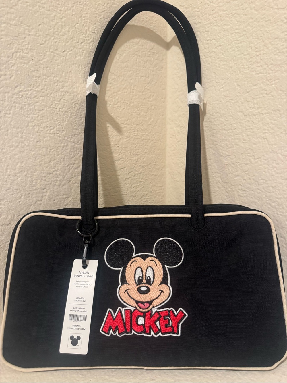 NYLON BOWLER BAG - EMBROIDERED MICKEY MOUSE CLUB BAGGU NWT SOLD OUT